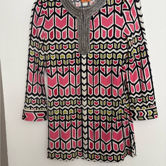 Tory Burch Pink and Green Geometric Top - Picture 3 of 5